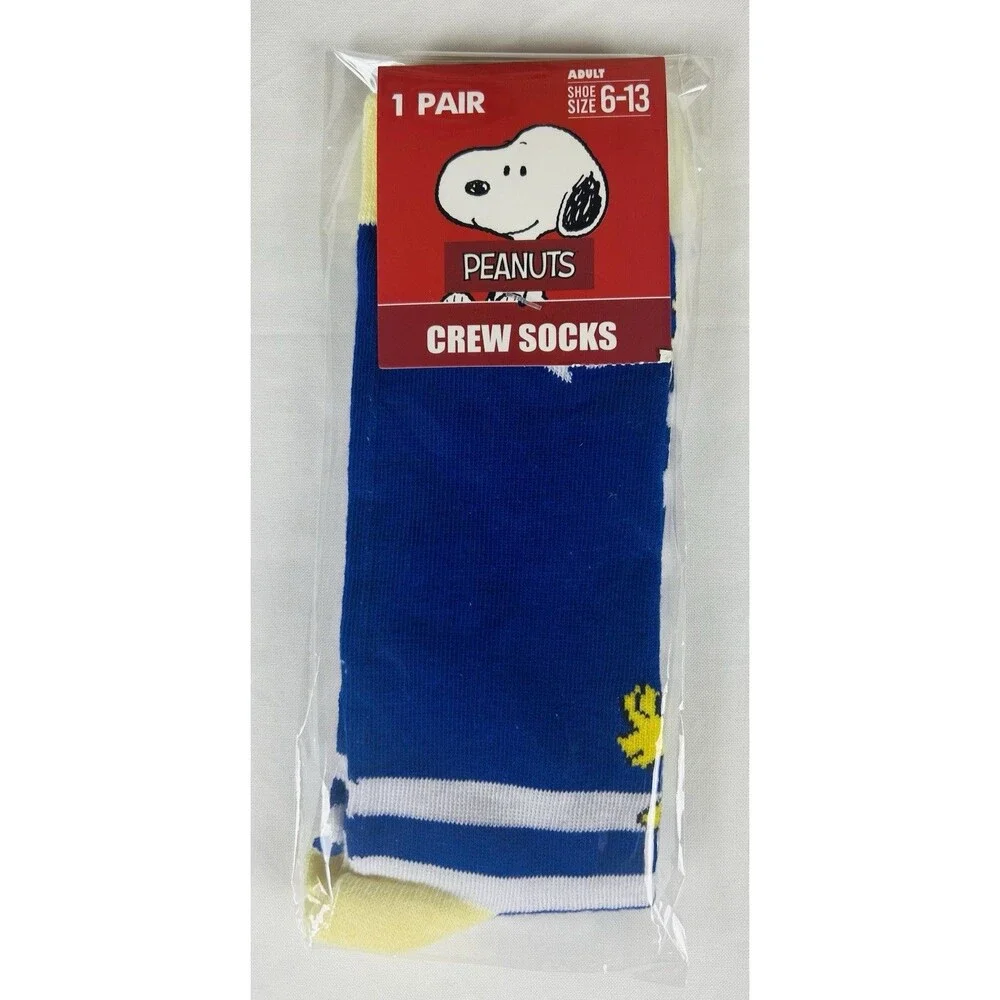New Peanuts Cartoon Crew Socks Adult Shoe Size 6-13 Novelty Fun Set of 3 Pairs